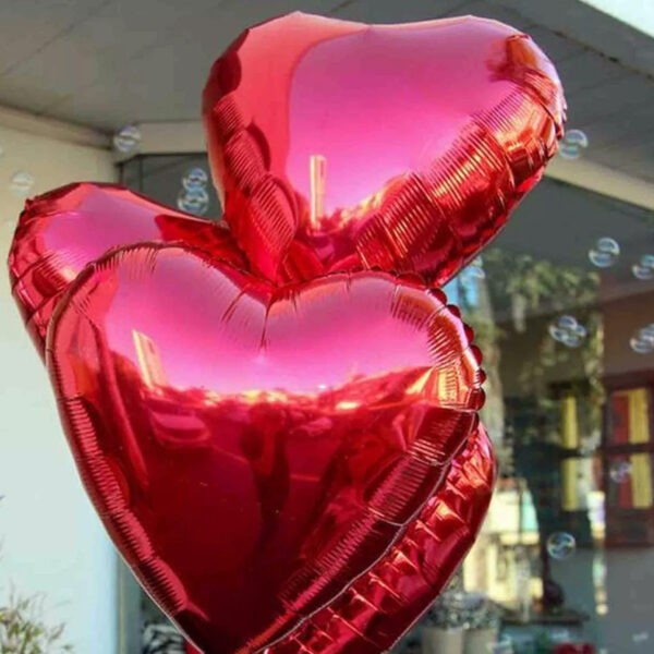 Balão Metalizado 10und 14"Médio Coração Vermelho 30cm Festa
