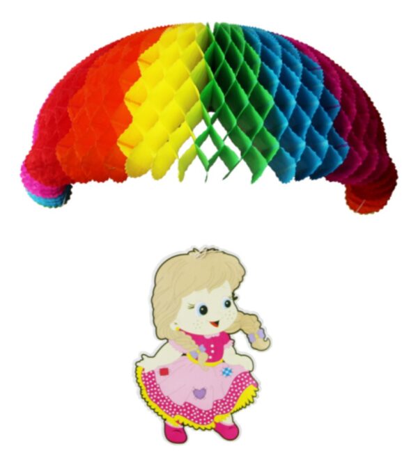 Enfeite Festa Junina Paraquedas Colorido Milho Balão Menina