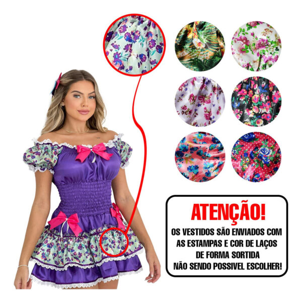 Vestido Festa Junina Ciganinha Caipira Cigana Quadrilha Luxo