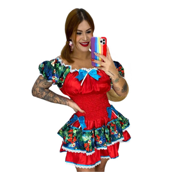 Vestido Festa Junina Ciganinha Caipira Cigana Quadrilha Luxo