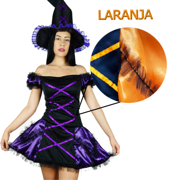Fantasia Bruxa Vestido Trançado Luxo Festa Halloween Evento