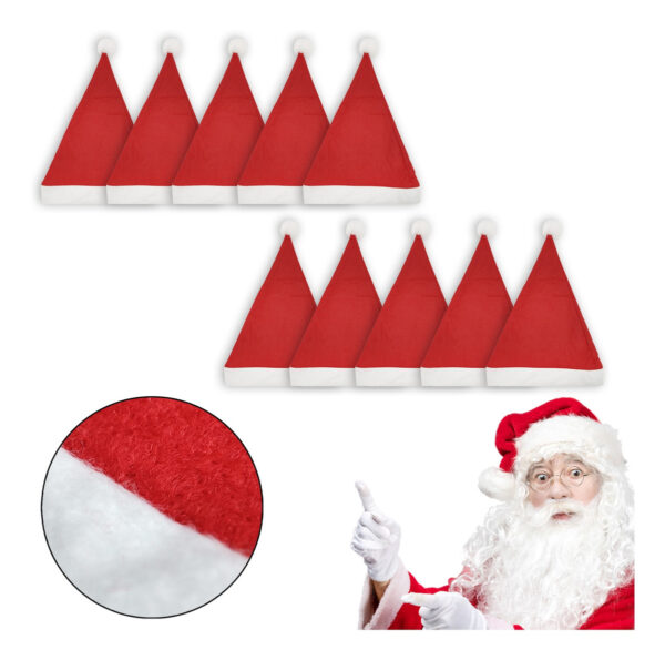 Kit 10 Gorro De Natal Touca Natalina De Papai Noel Decoração