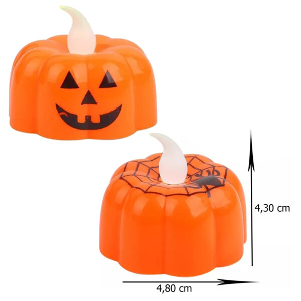 Vela Led mini 4cm Abóbora Bateria Enfeite Halloween Festa