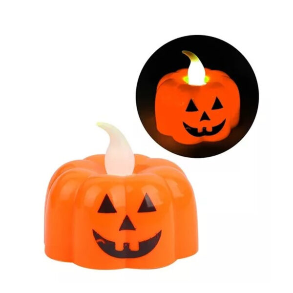 Vela Led mini 4cm Abóbora Bateria Enfeite Halloween Festa