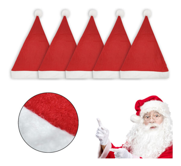 Kit 5 Gorros De Natal Touca Natalina De Papai Noel Mamae Decoração