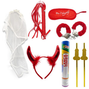 Kit 15 Despedida De Solteira Canudo Véu Lança Confete Lança Confete Chuva Sexy 30cm Seda Popper Festa Diversão Despedida de Solteiro Adulto Chá de Langerie