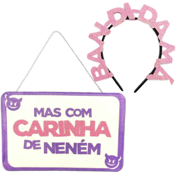 Kit De Carnaval Tiara E Placa Para Fantasia de Casal Folia Bloco Alegria Diversão Evento