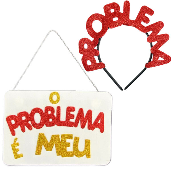 Kit De Carnaval Tiara E Placa Para Fantasia de Casal Folia Bloco Alegria Diversão Evento