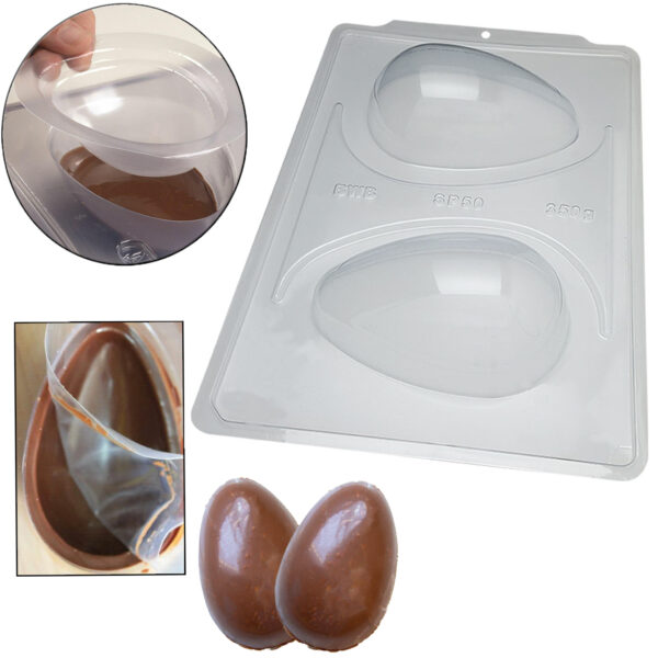 Forma Ovo Liso De Páscoa 350g SP-50 Silicone 3 Partes Semiprofissional Chocolate Mold Especial