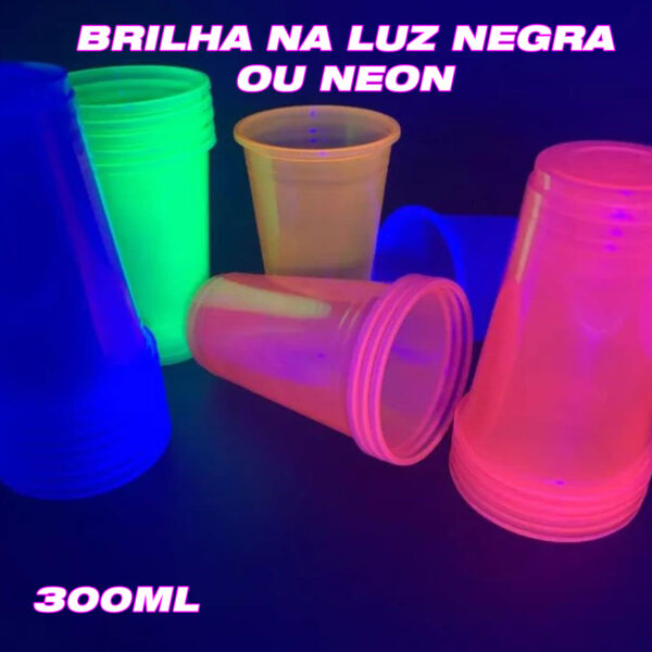 Copo Balada Neon C/25un 300ml Colorido Festa Balada Diversão