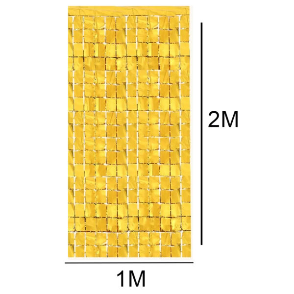 Cortina Metalizada Quadrada Painel Parede Brilhante 1Mx2M Decoração Aniversário Festa Comemoração Natal Ano Novo Evento