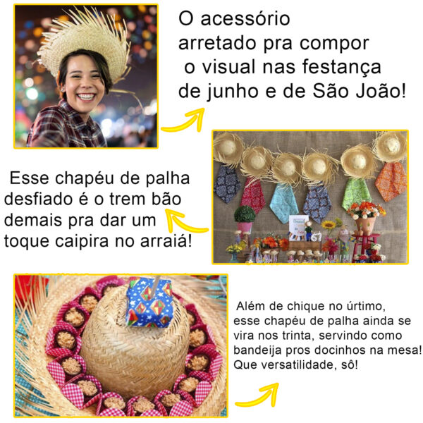 30 Chapéu De Palha Desfiado Festa Junina São João