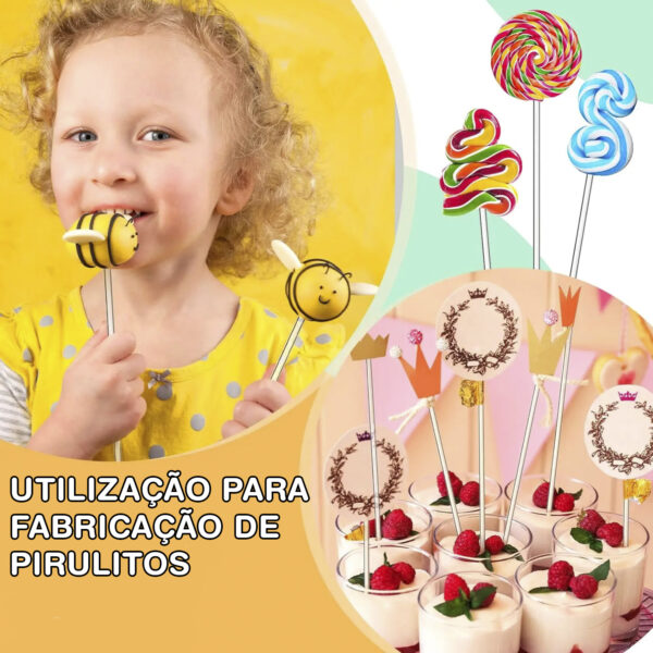 50 Palitos Para Pirulito Topper De Bolo Transparente 28cm Canudo Para Confeitaria Doces Topo de Bolo Festa