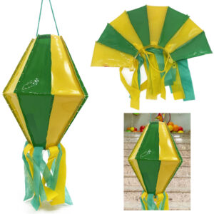 Kit 3 Balão De Festa Junina Grande 28cm Verde e Amarelo Plástico Quermesse Decoratico Enfeite