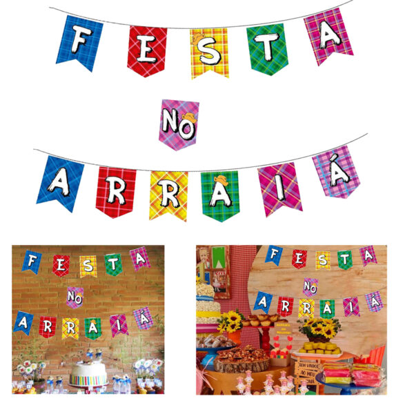 Faixa De Decoração Festa No Arraiá Junina Bandeirinhas