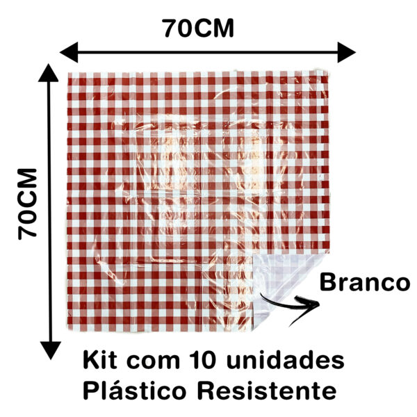 10 Toalha De Mesa Plástico Perolizada Xadrez Lisa 70x70cm Festa