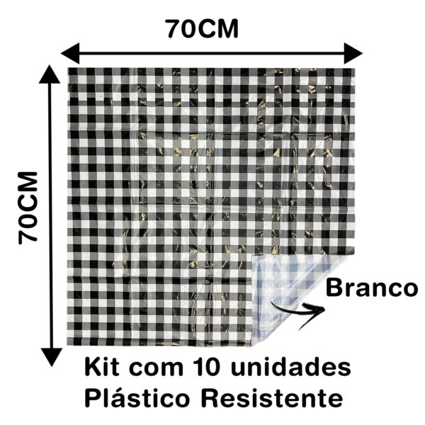 10 Toalha De Mesa Plástico Perolizada Xadrez Lisa 70x70cm Festa