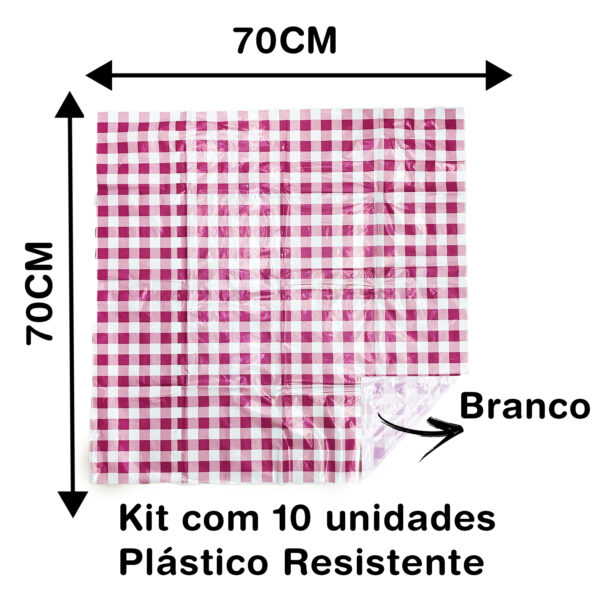 10 Toalha De Mesa Plástico Perolizada Xadrez Lisa 70x70cm Festa