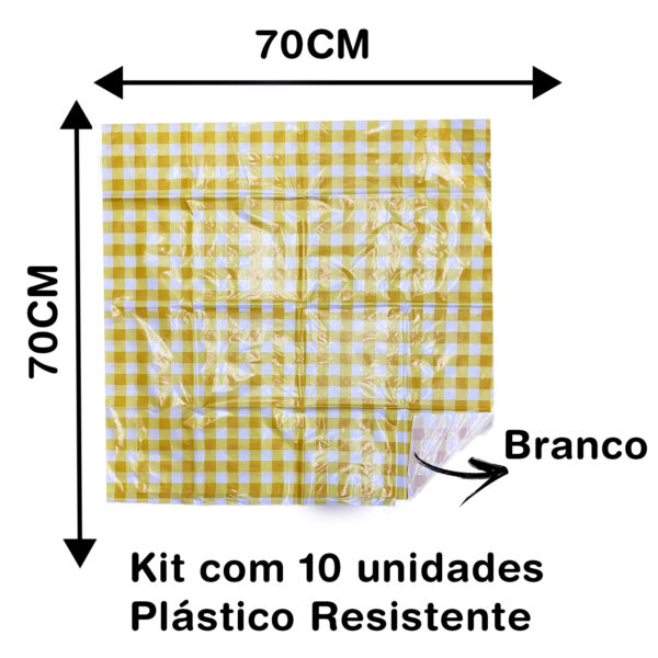 10 Toalha De Mesa Plástico Perolizada Xadrez Lisa 70x70cm Festa