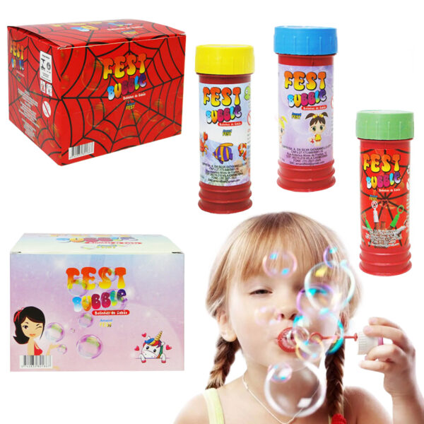 Kit 12 Bolha de Sabão Prendas Festa Junina Brinquedos Dominó Pega Vareta