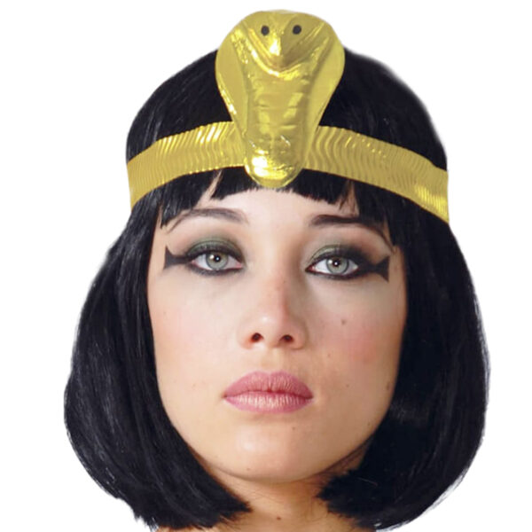 Tiara Cleópatra Egípcia Com 2 Braceletes Serpente Diadema Rainha Cobra Fantasia