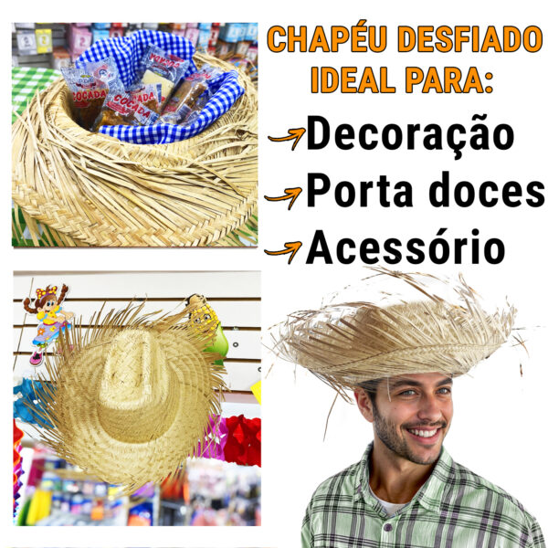 Chapéu De Palha Desfiado Festa Junina São João Caipira