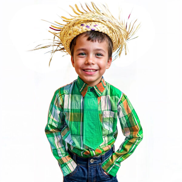 10 Chapéu De Palha Desfiado Curto Caipira Infantil Festa Junina