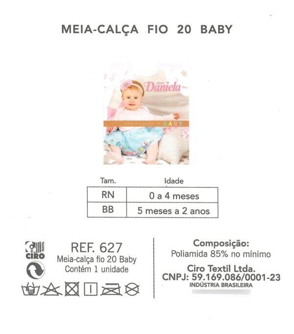 Meia Calça Infantil Fio 20 Baby Meias Daniela Criança Bebé