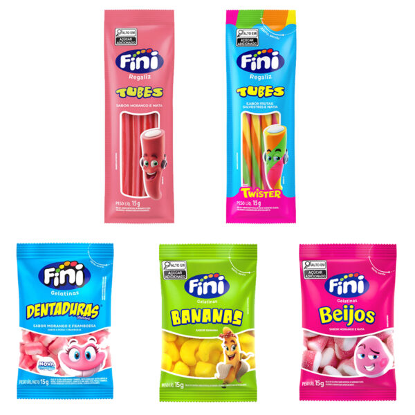 Kit Fini 20un Tubes Gelatina Citrica Sortida 15g Balas