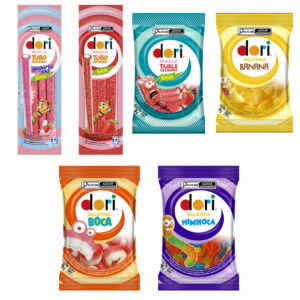 Kit Doces Dori 20UN Sour Tubo Gelatina Sabores Sortidos