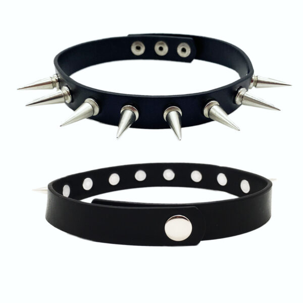 Kit Pulseira E Gargantilha De Couro Rock Com Espinhos Spike Regulável K-Pop Punk choker