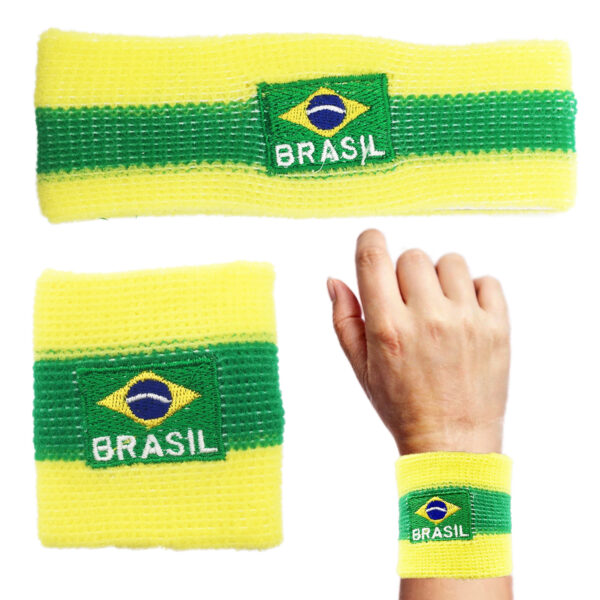 Kit 10 Acessório Pulseira e Faixa Copo do Mundo Brasil Política Jogo Nação País Festa Torcida Diversão