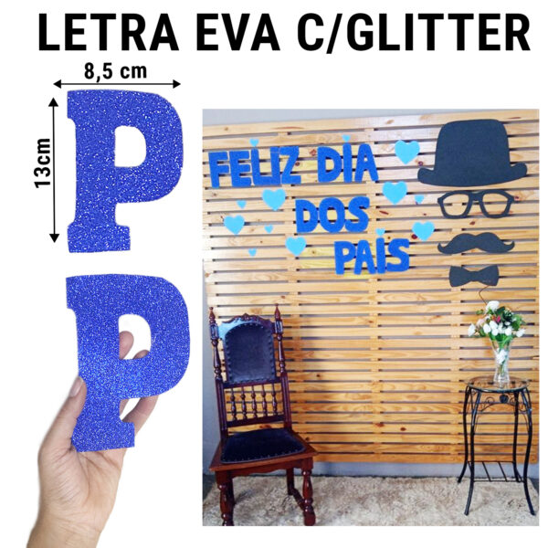 Letras Aplique EVA Feliz Dia Dos Pais Gliter Decoração Festa Eva Pronta Entrega