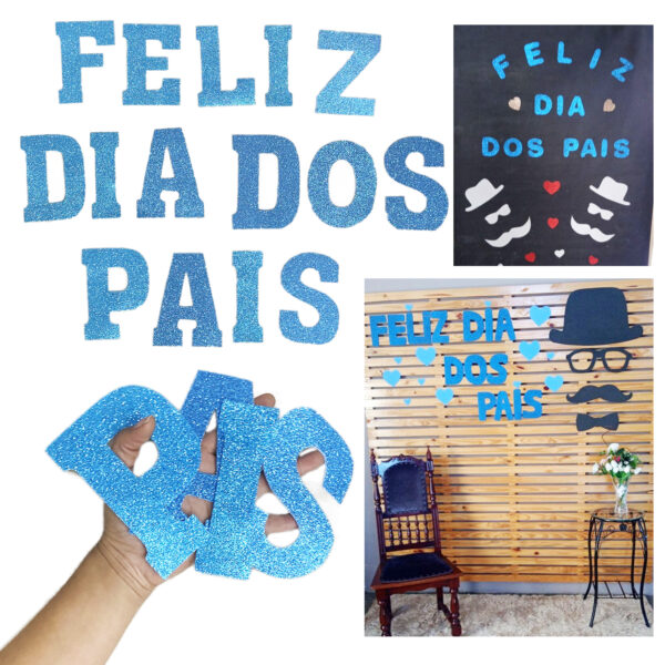 Letras Aplique EVA Feliz Dia Dos Pais Gliter Decoração Festa Eva Pronta Entrega