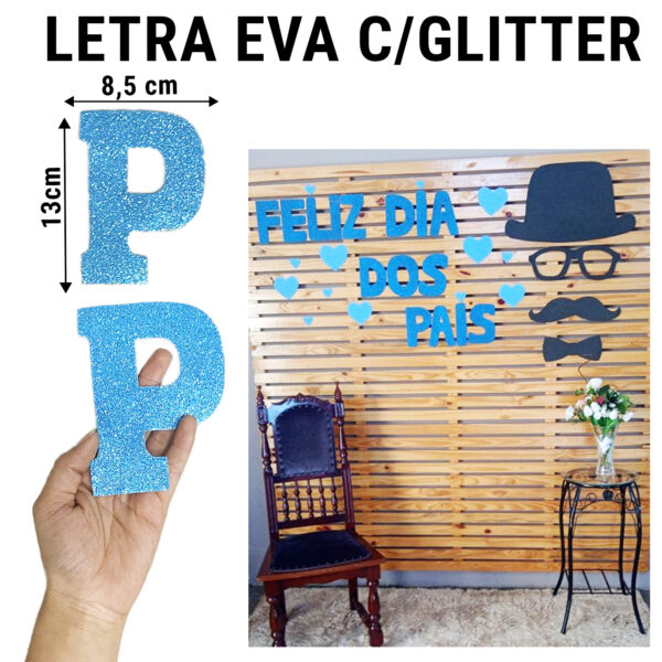 Letras Aplique EVA Feliz Dia Dos Pais Gliter Decoração Festa Eva Pronta Entrega