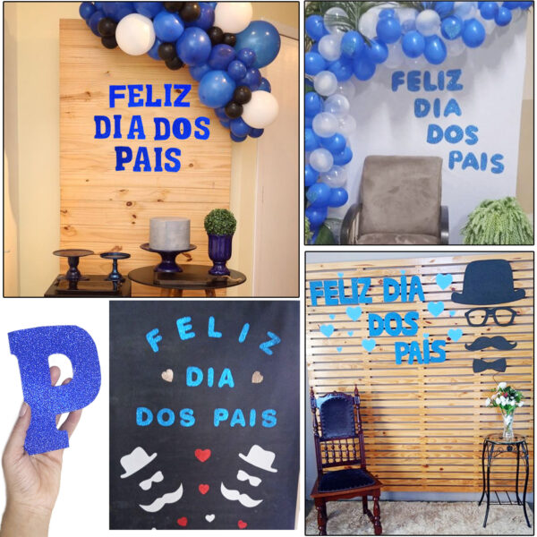 Letras Aplique EVA Feliz Dia Dos Pais Gliter Decoração Festa Eva Pronta Entrega