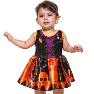 Fantasia Halloween Vestido Bruxinha Abóbora Baby Mesversario