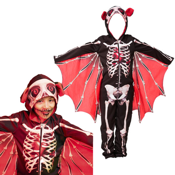 Fantasia Morcego Esqueleto Infantil - Bat Skull Halloween