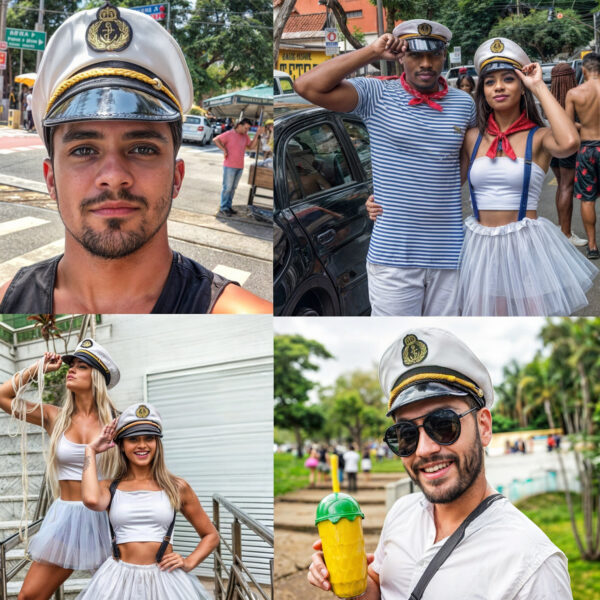 Quepe Marinheiro Fantasia De Marinheiro Chapéu Carnaval Cosplay Acessório Festa Folia Evento Diversão